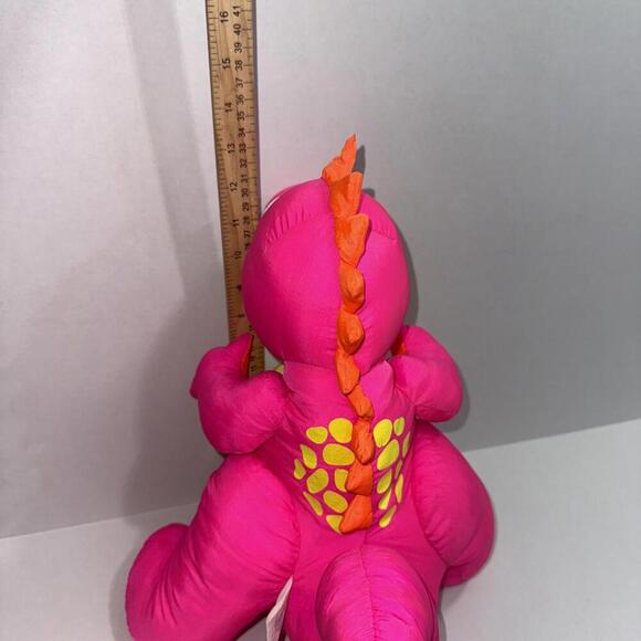 Vintage 1992 Fisher Price Puffalumps Dino Hot Pink T-Rex Dinosaur Plush - Picture 9 of 10